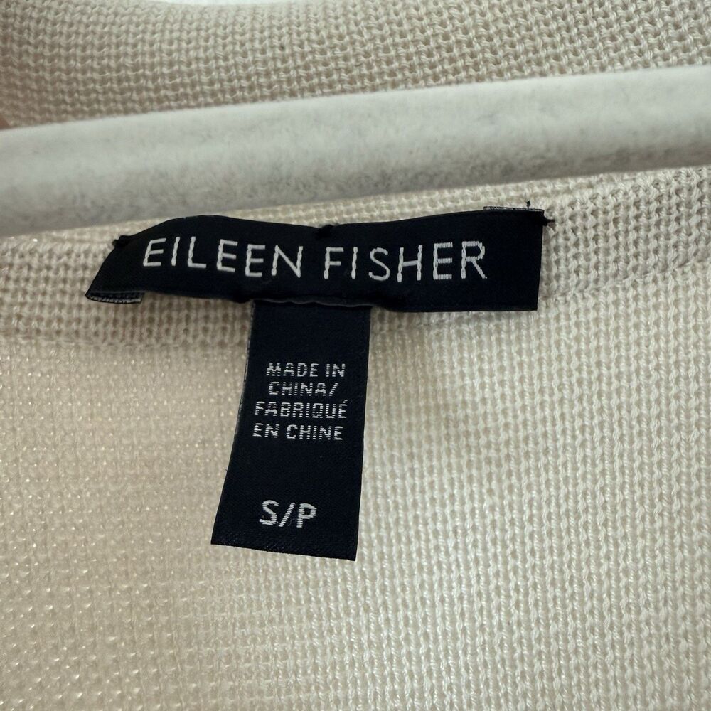 Eileen Fisher Cardigan Size Small Longline Silk Organic Cotton Cream Open Front - Picture 5 of 6